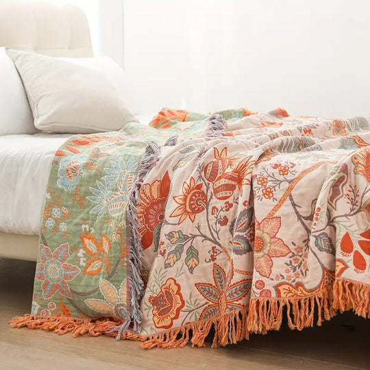 Rustic Floral Boho Blanket | Floral Blanket