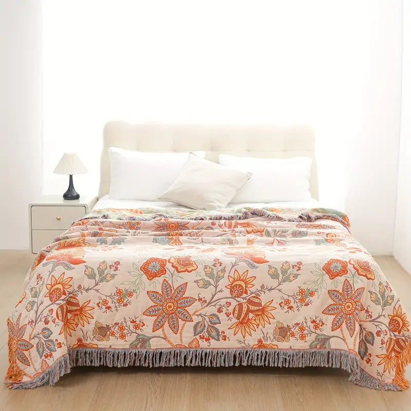 Rustic Floral Boho Blanket | Floral Blanket