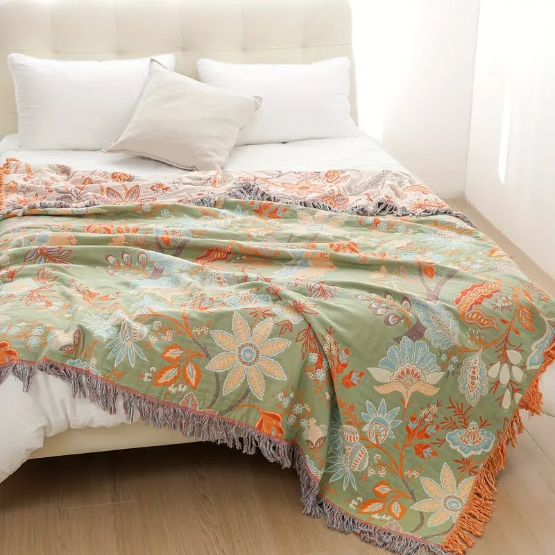 Rustic Floral Boho Blanket | Floral Blanket