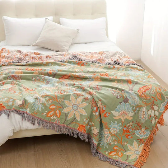 Rustic Floral Boho Blanket | Floral Blanket