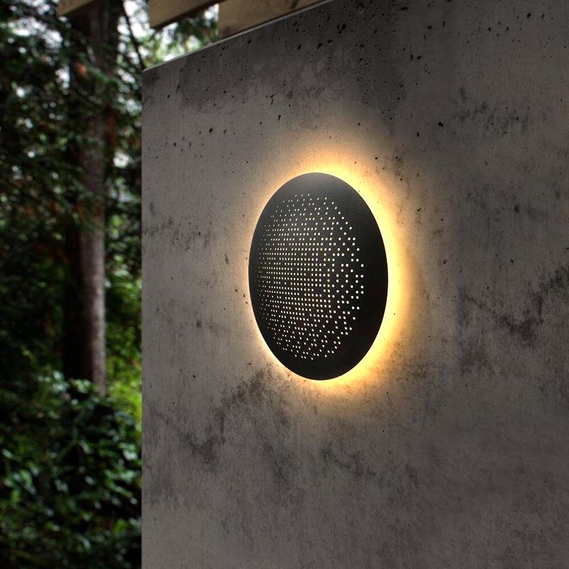 Circular Modern Black Outdoor Wall Lights LED