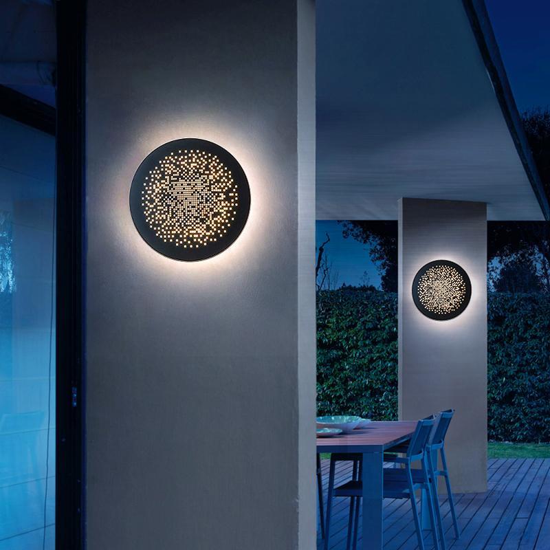 Circular Modern Black Outdoor Wall Lights LED