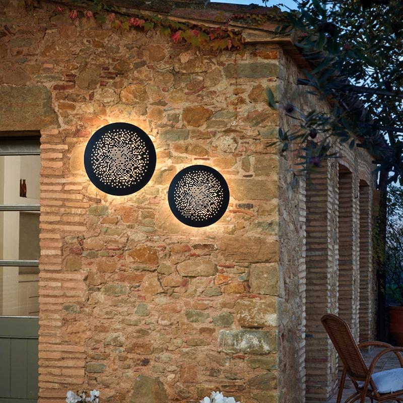 Circular Modern Black Outdoor Wall Lights LED