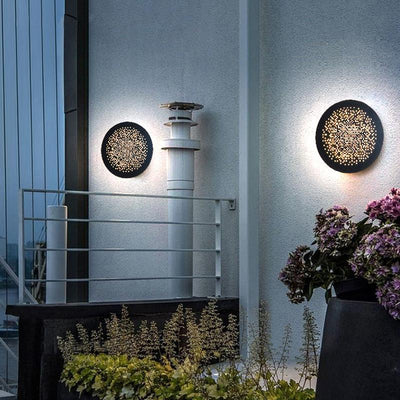 Circular Modern Black Outdoor Wall Lights LED