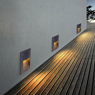 Outdoor LED Black Step Lights, Waterproof Recessed Stair Sconces