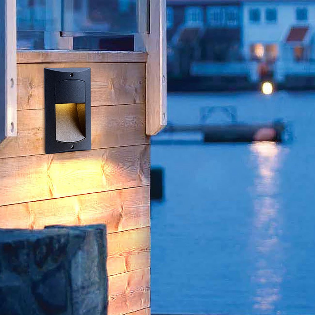 Outdoor LED Black Step Lights, Waterproof Recessed Stair Sconces