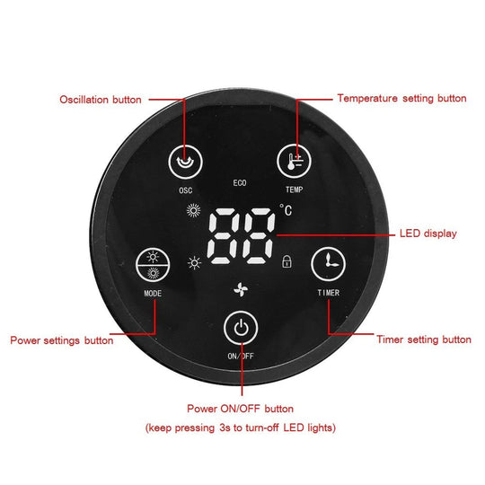 scillating PTC Ceramic Tower Heater 2000W