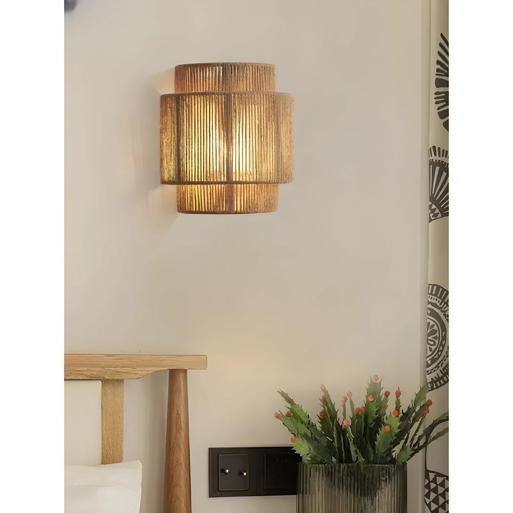Contemporary Rattan Woven Wall Lamp