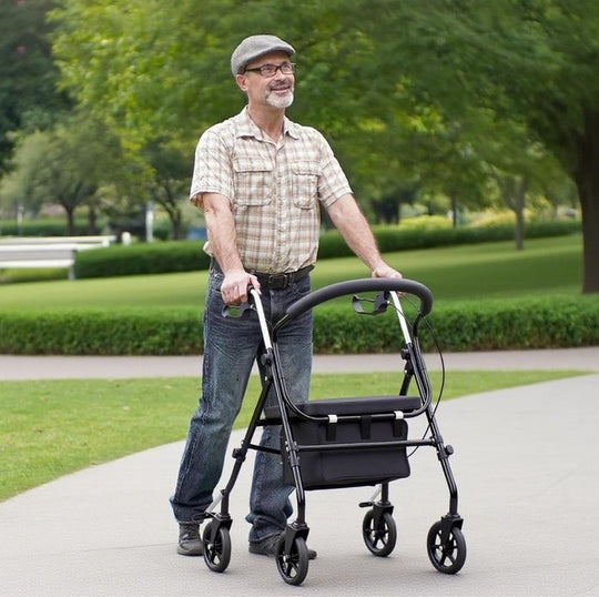Folding Lightweight Rollator Walker with Seat and Brakes