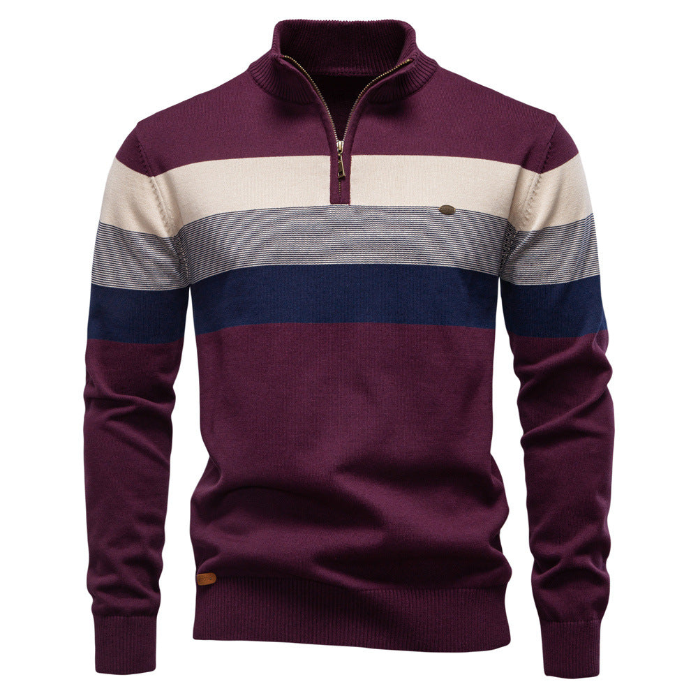 Men’s Striped Quarter-Zip Sweater