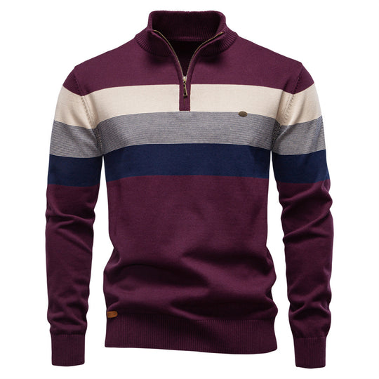Men’s Striped Quarter-Zip Sweater