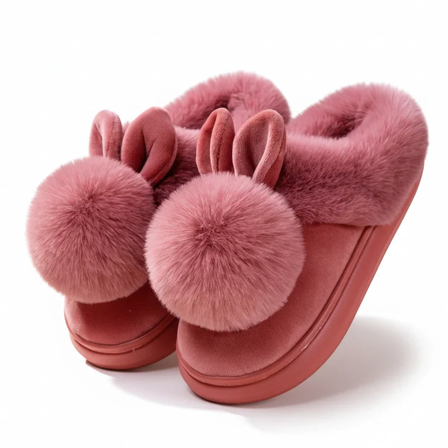 Bunny Ears Plush Slippers