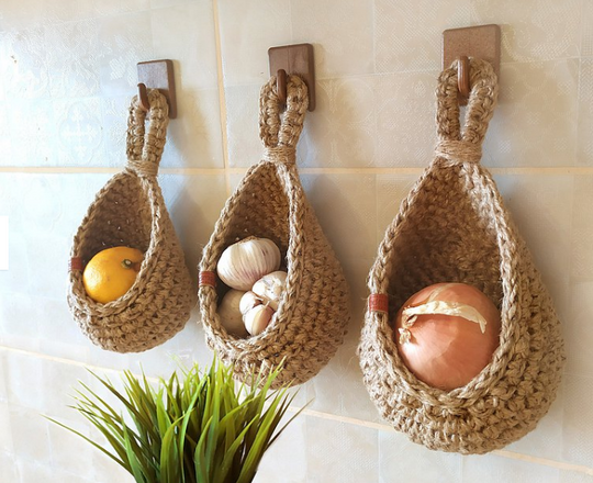 Hanging Jute Wall Storage Baskets