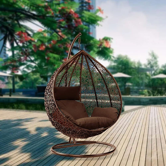 Luxury Rattan Swing Egg Chair with Premium Cushions