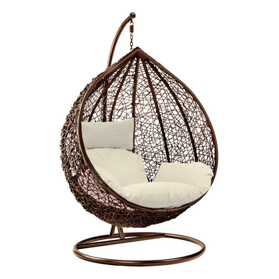 Luxury Rattan Swing Egg Chair with Premium Cushions