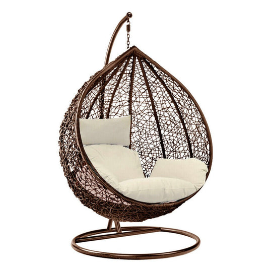 Luxury Rattan Swing Egg Chair with Premium Cushions