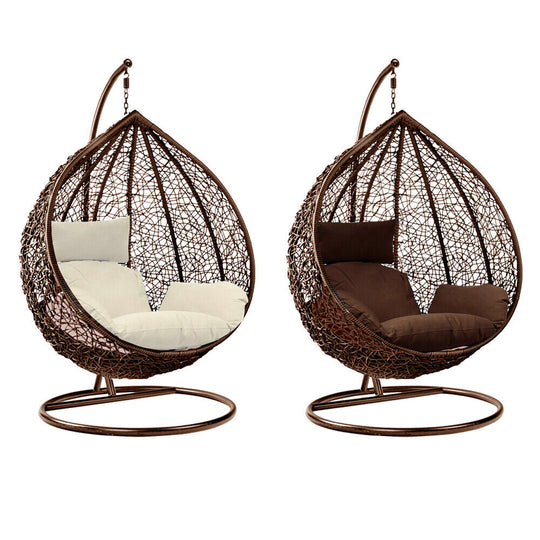 Luxury Rattan Swing Egg Chair with Premium Cushions