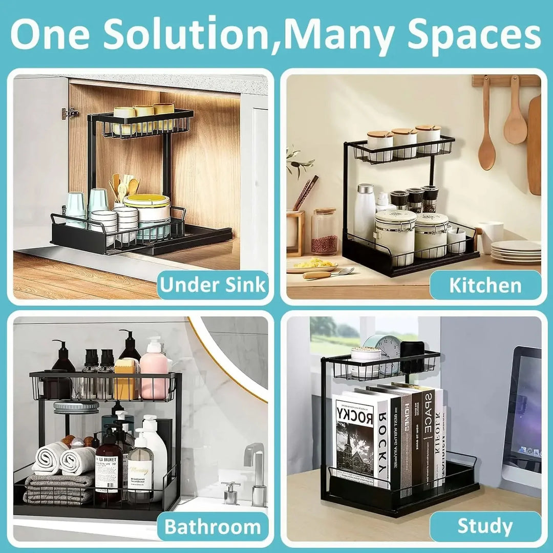 2 Tier Slide Out Under Sink Organizer for Kitchen