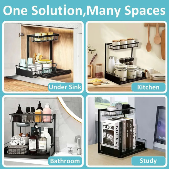 2 Tier Slide Out Under Sink Organizer for Kitchen