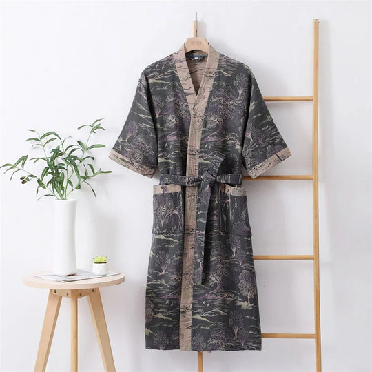 Cotton Bathrobe with Timeless Elegance