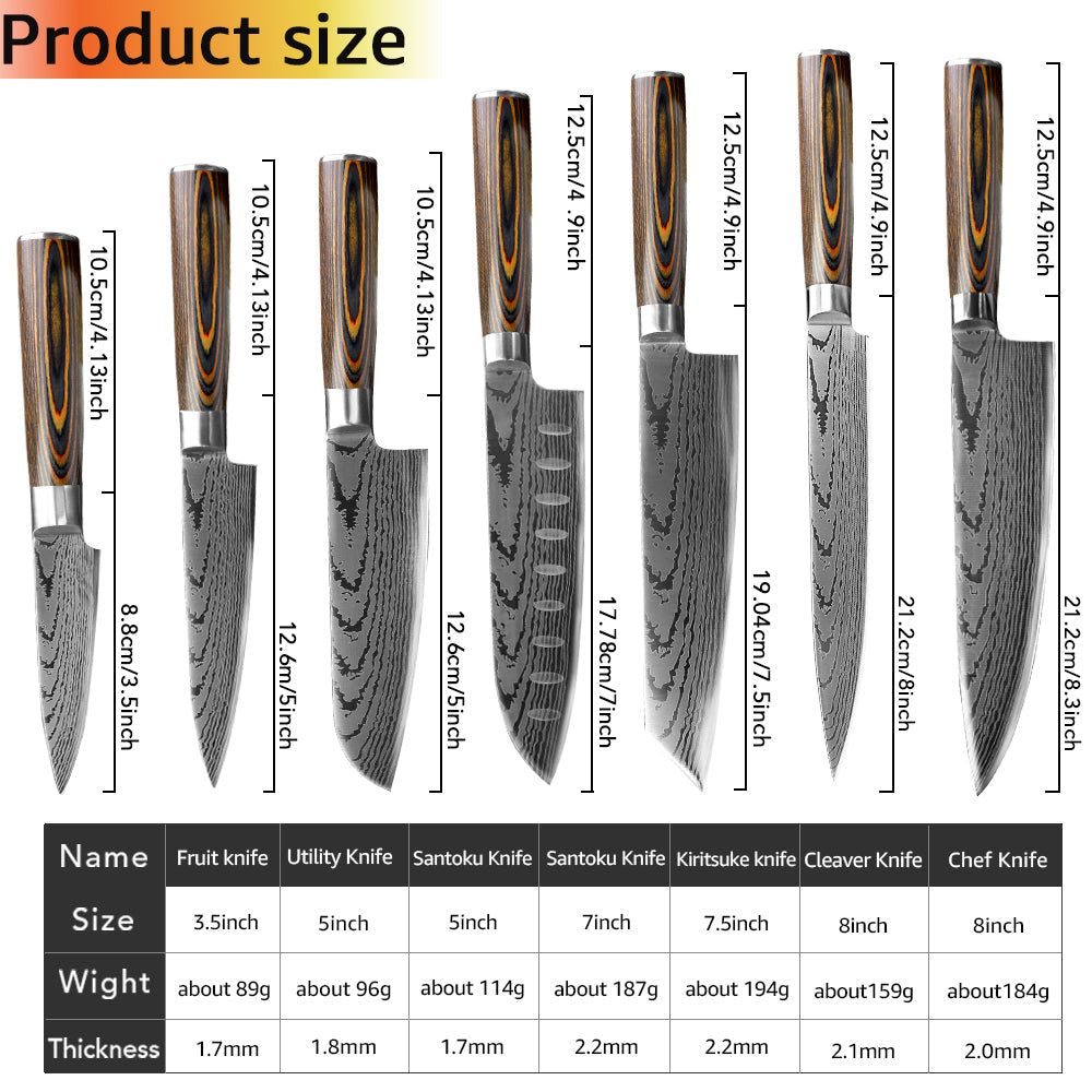 7-Piece Kitchen Knife Set - Getitt