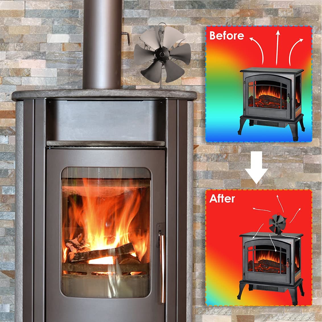 Heat-Powered Wood Burning Stove Fan