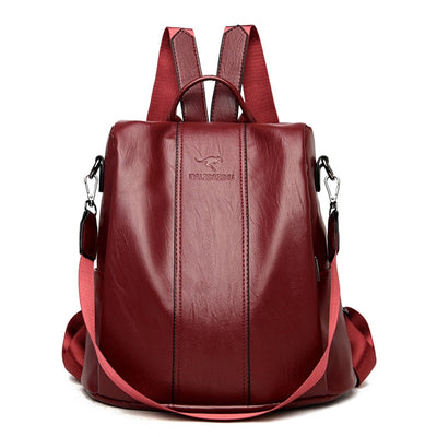 Anti-theft leather backpack women vintage shoulder bag - Getitt