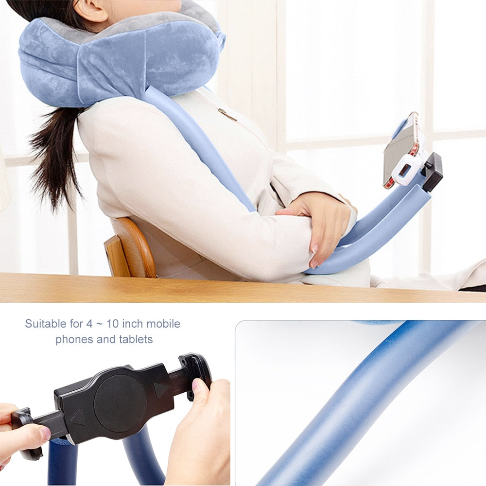 2-in-1 U-Shaped Neck Pillow With Gooseneck Tablet Phone Holder - Getitt